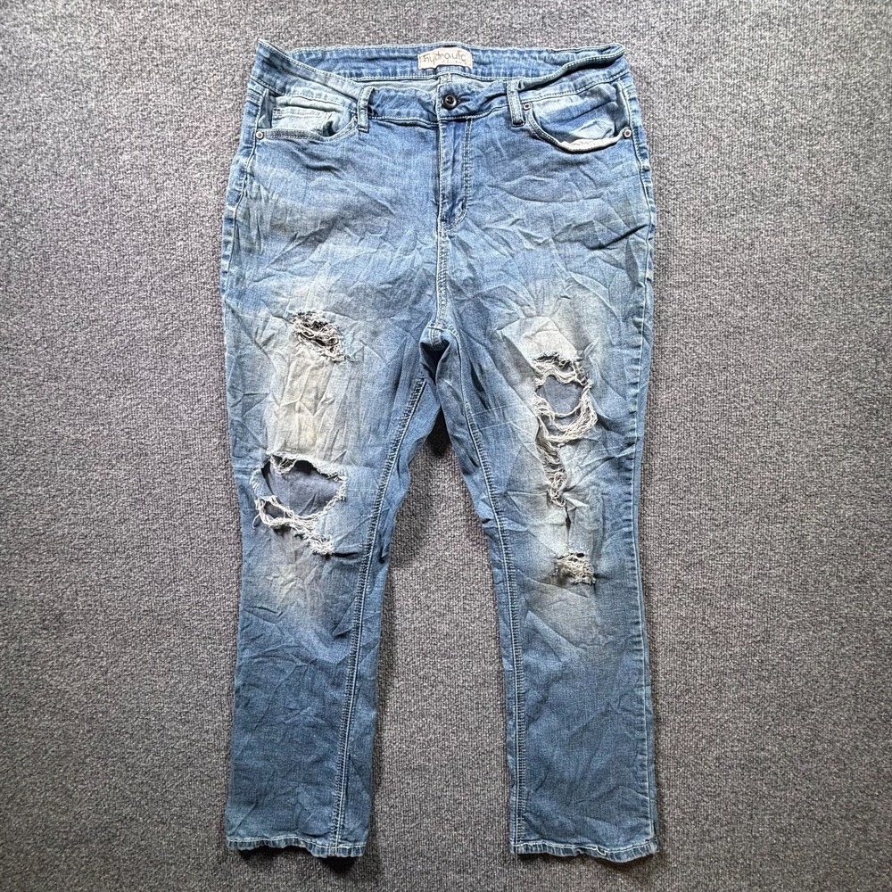 Hydraulic Jeans Womens 18 Blue Denim Light Wash Distressed Ripped Stretch Casual